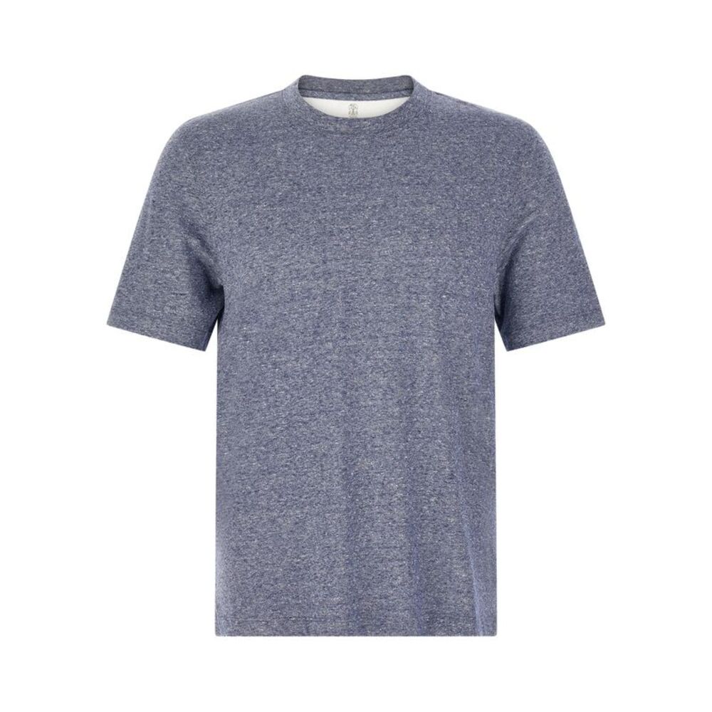 Brunello Cucinelli Blue Linen Men's T-Shirt
